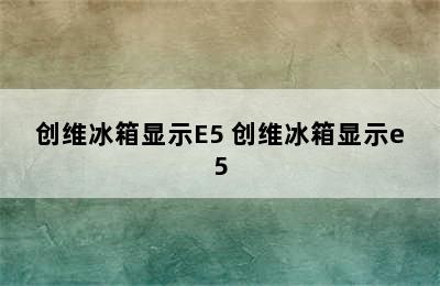 创维冰箱显示E5 创维冰箱显示e5